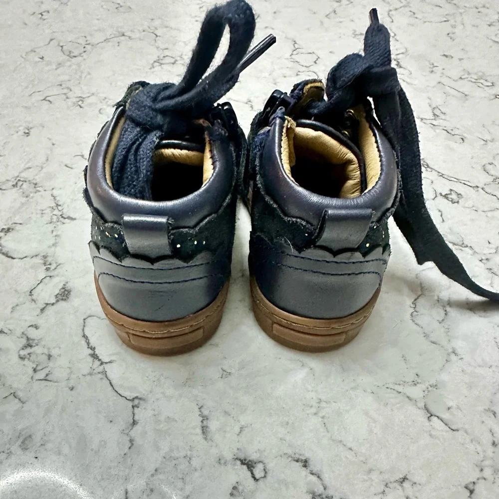 Vertbaudet Boots Navy Blue With Gold Glitter Girls Toddler Size US 4.5  EU 20